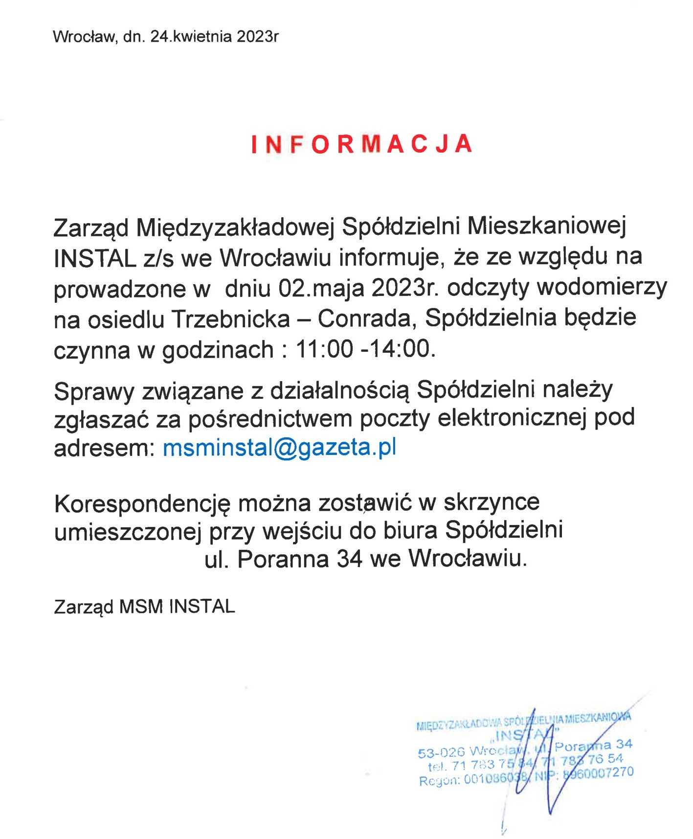 2023 04 24 ogłoszenie Maj 2023