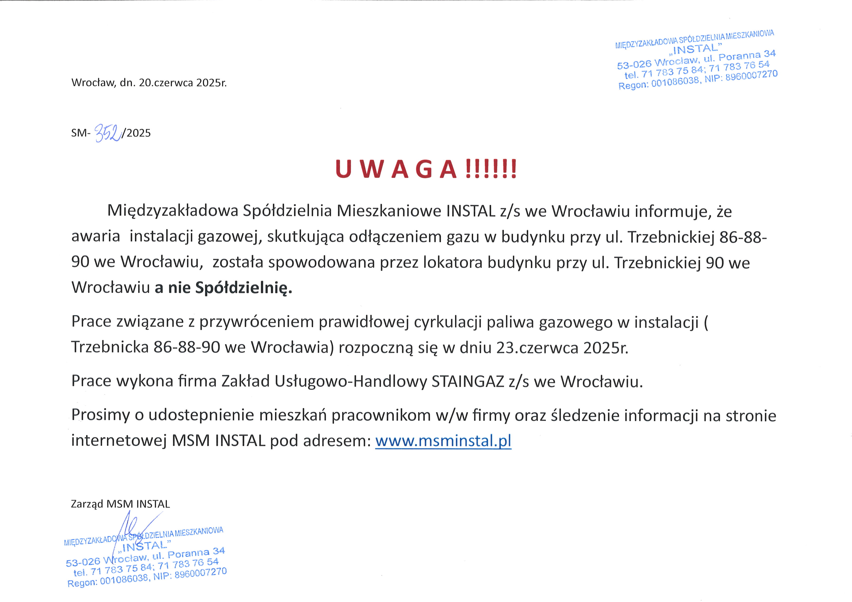ogłoszenie Trzebnicka 86 90