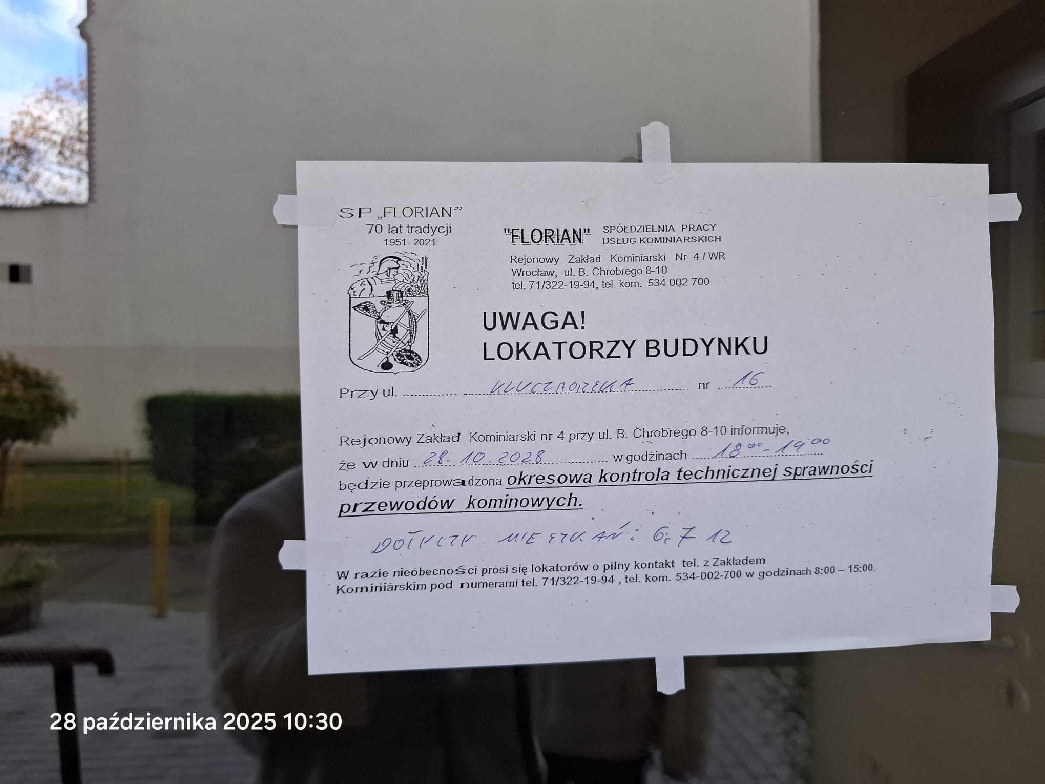 ogłoszenie kominiarz ul. Kluczborska 16